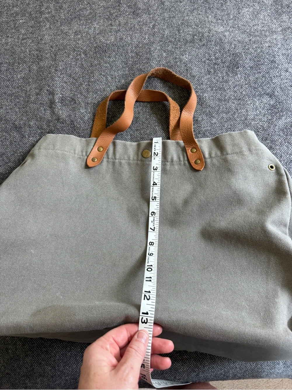 Buajibaja Canvas Tote Bag with Leather Handles - Gray